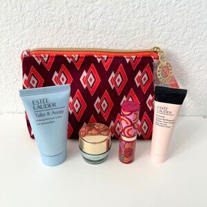Estee Lauder Makeup Samples Lipstick Statement Rose Moisturizer Primer Bag